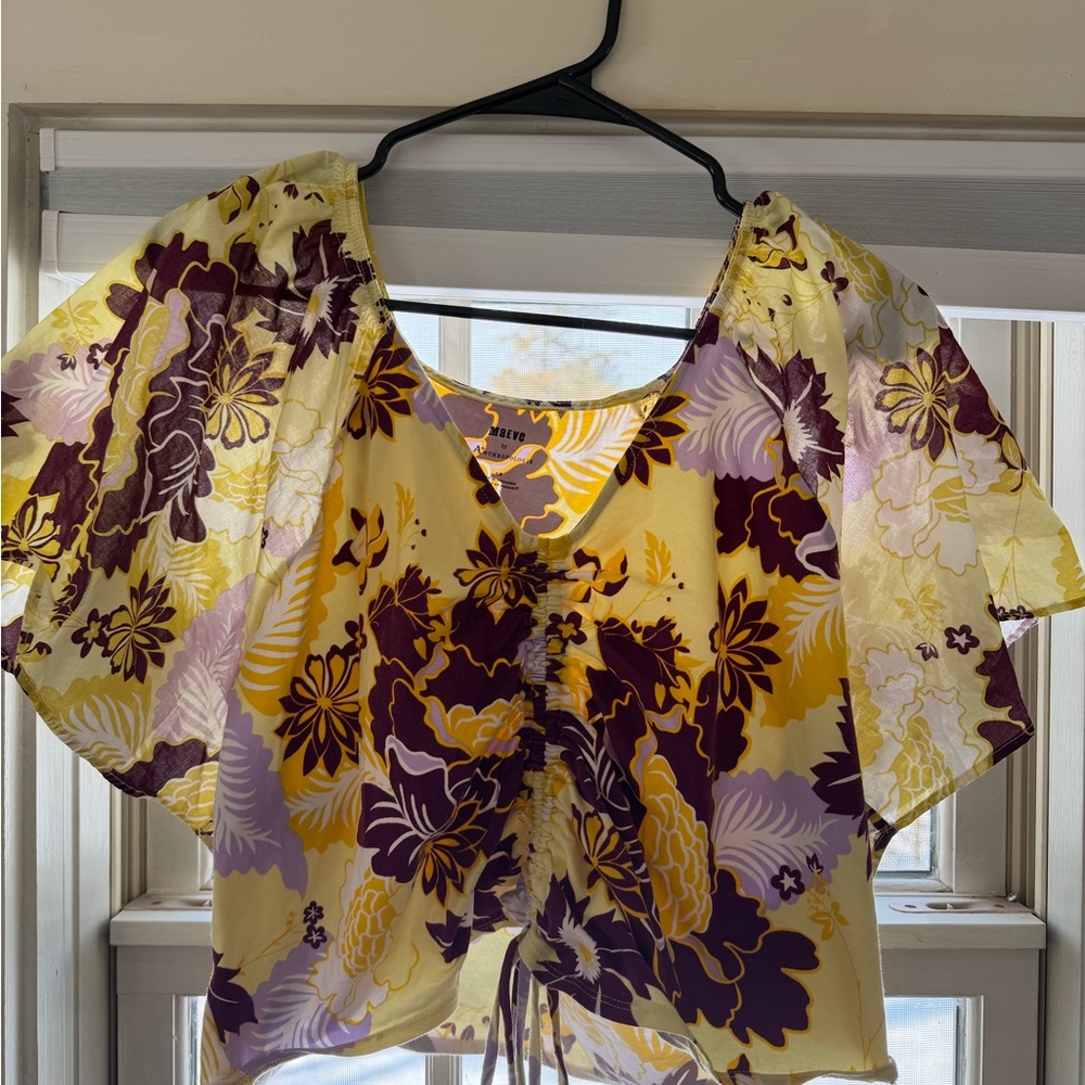 Maeve Yellow and Purple Floral Blouse